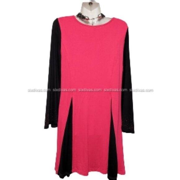 Pink and Black Tunic Kimono Sleeves Loose Fit Plus Size Tunic Top - New - Picture 5 of 7